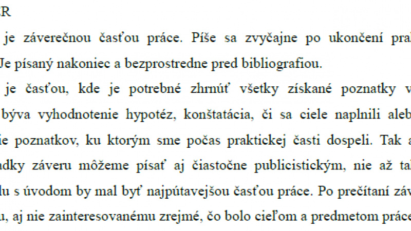 Jak se píše závěr bakalářské práce?
